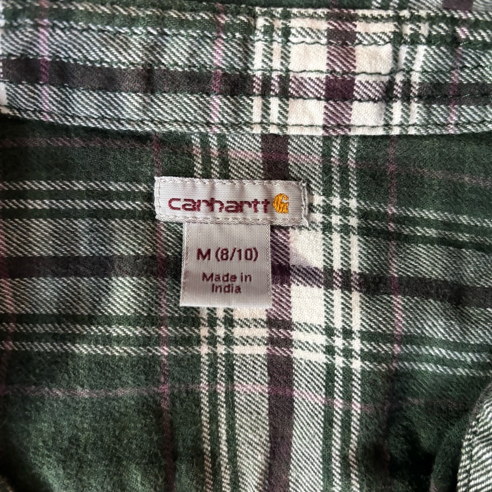 Carhartt Shirt Womens Medium Green Black Plaid‎ Hamilton Flannel Workwear Casual - Picture 3 of 7